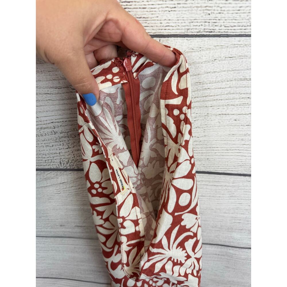 Marine Layer Women's Ryan Cream Rust Floral Hemp Midi Slip Skirt Size 0 - Picture 10 of 12